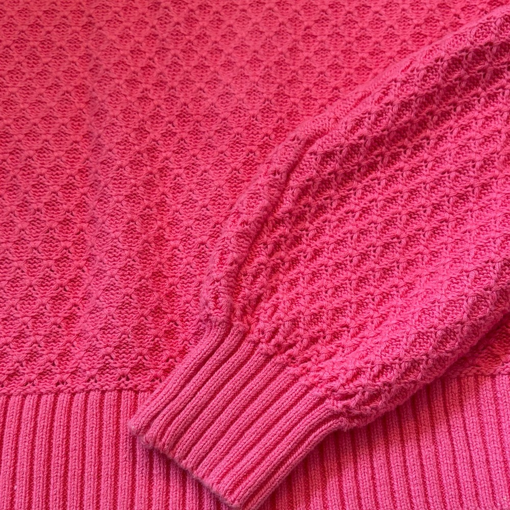 LOFT Raspberry Pink Textured Crewneck Sweater - Picture 4 of 5